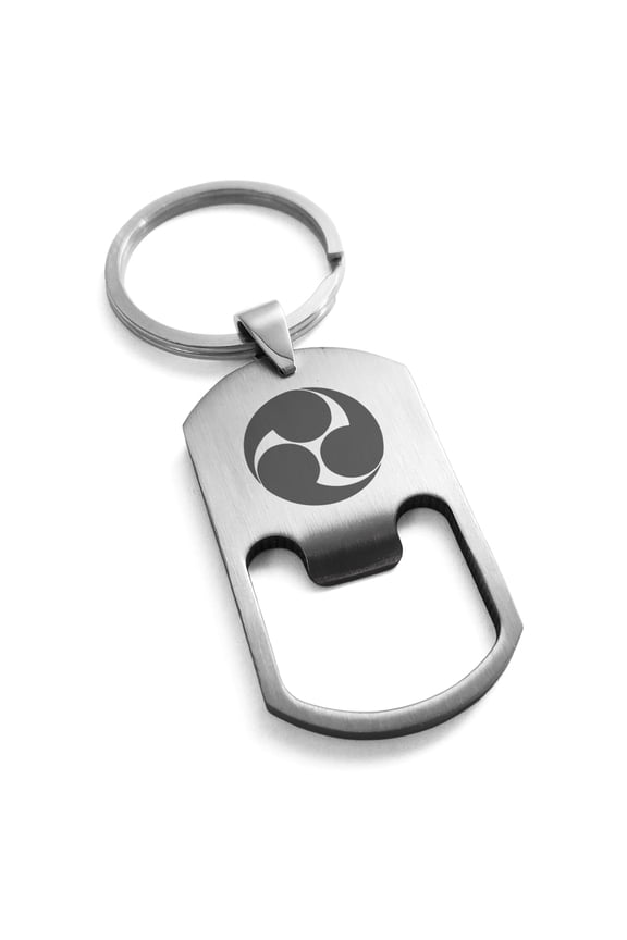 Stainless Steel Kobayakawa Samurai Crest Engraved Bottle Opener Dog Tag Celtic Keychain Keyring
