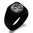 thumbnail image 1 of Stainless Steel Koi Fish Yin Yang Engraved Square Flat Top Biker Style Polished Signet Ring, 1 of 1