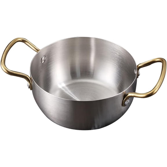 Stainless Steel Korean Ramen Pot with Double Handles 18cm Multi-functional Stock Pot for Gas and Induction Cooktops Small Stew and Rice-mixing Cookware