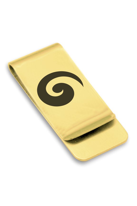 Stainless Steel Koru (Spiral) Maori Symbol Classic Slim Money Clip Credit Card Holder