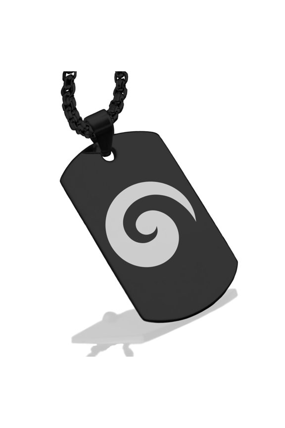 Stainless Steel Koru (Spiral) Maori Symbol Dog Tag Pendant Necklace