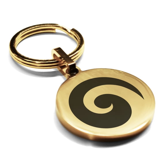 Stainless Steel Koru (Spiral) Maori Symbol Round Medallion Keychain Circle Ring