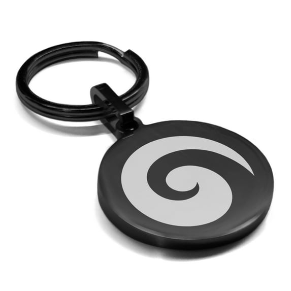 Stainless Steel Koru (Spiral) Maori Symbol Round Medallion Keychain Circle Ring