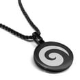 thumbnail image 1 of Stainless Steel Koru (Spiral) Maori Symbol Round Medallion Pendant Necklace, 1 of 3