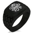 thumbnail image 1 of Tioneer Stainless Steel Kraken Octopus Pirate Skull Geometric Pattern Step-Down Biker Style Polished Ring, 1 of 1