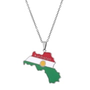Stainless Steel Kurdistan Map Pendant Necklaces Chain Kurdish Flag Map Pendant Kurdistan Clavicle Chain Jewelry Gift