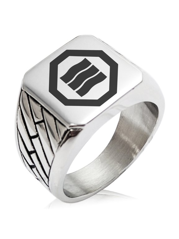 Stainless Steel Kurushima Samurai Crest Geometric Pattern Biker Style Polished Ring