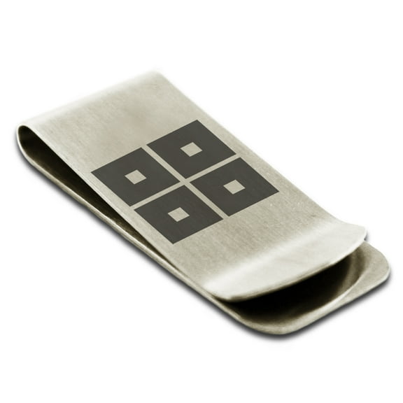 Stainless Steel Kyogoku Samurai Crest Engraved Money Clip Credit Card Holder