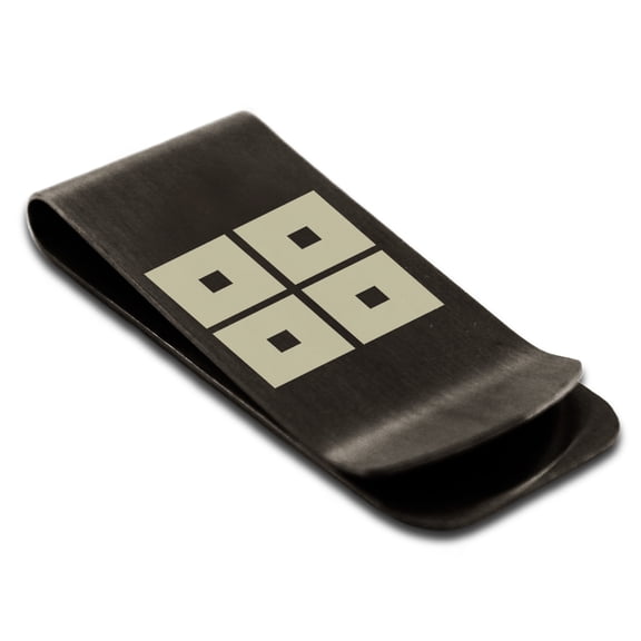 Stainless Steel Kyogoku Samurai Crest Engraved Money Clip Credit Card Holder