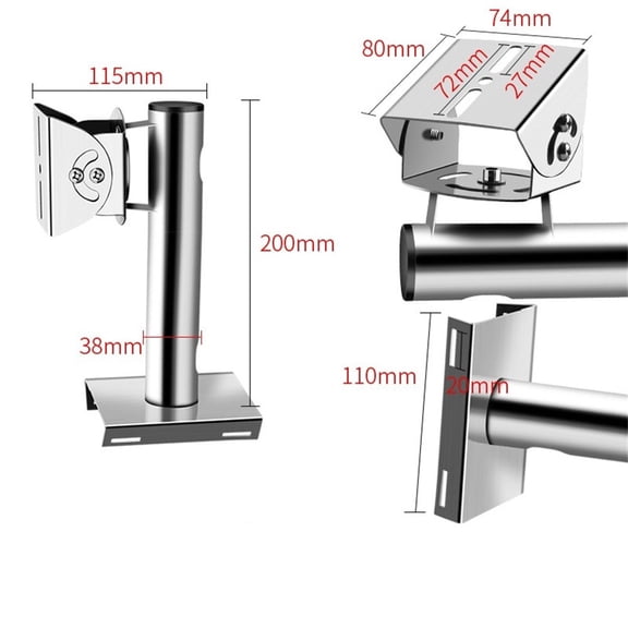 Stainless Steel L Shape Explosion Proof CCTV Camera Mount, 360 Degree Rotation Security Bracket For Outdoor Surveillance, Adjustable Wall Pole Corner Installation, Silver(20cm)