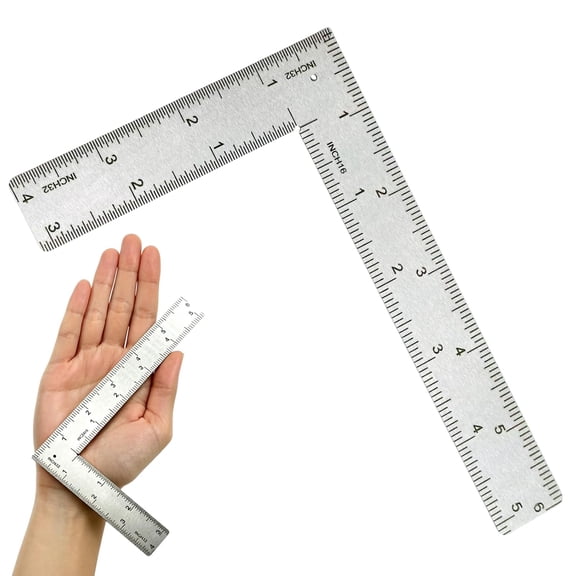 Stainless Steel L Shaped Square Ruler,4 Inch by 6 Precision Framing Square,90 Degree Right Angle Ruler Measuring Tool for Carpenter,Engineer,Woodworker