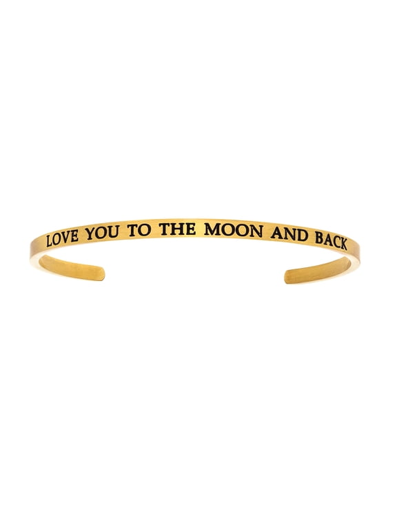 Stainless Steel LOVE YOU TO THE MOON AND BACK Diamond Accent Cuff Bangle Bracelet, 7