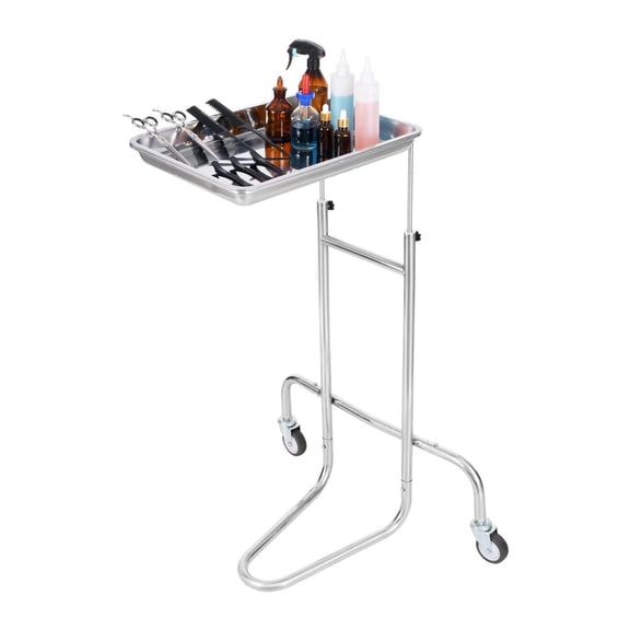 Stainless Steel Lab Cart - Mobile Utility Cart with Tray & Wheels for Lab, Medical, Salon - Adjustable Height, 16lbs Capacity
