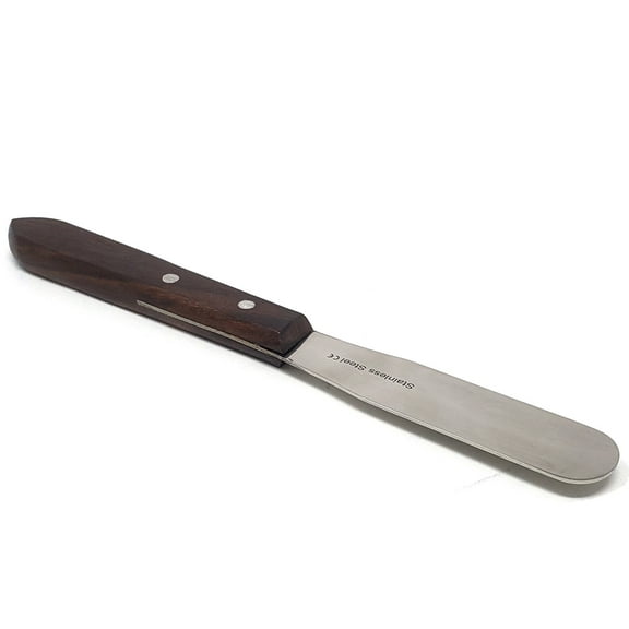 Stainless Steel Lab Spatula with Wooden Handle, 3" Blade, 0.62" Blade Width, 7" Total Length
