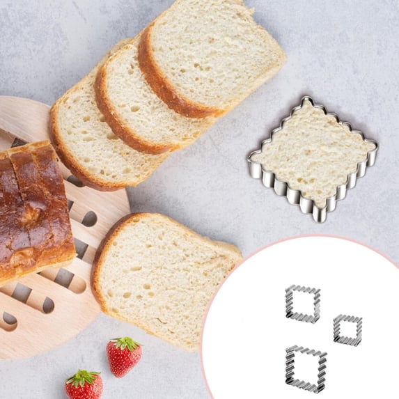 Stainless Steel Lace Edge Rectangular Cookie Cutter Mold,Cookie Cutter, 3 PCS