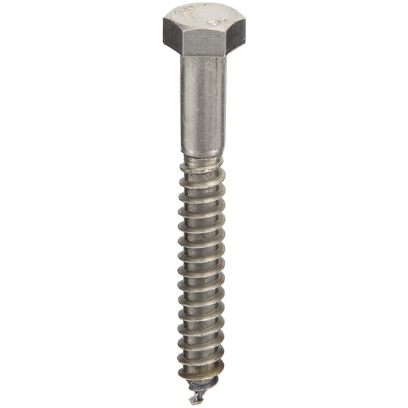 Stainless Steel Lag , Plain Finish, Hex Head, Meets ASME B18.2.1/ASTM F593, 3-1/2" Length, Partially Threaded, 5/16"-9 Threads (Pack of 10)