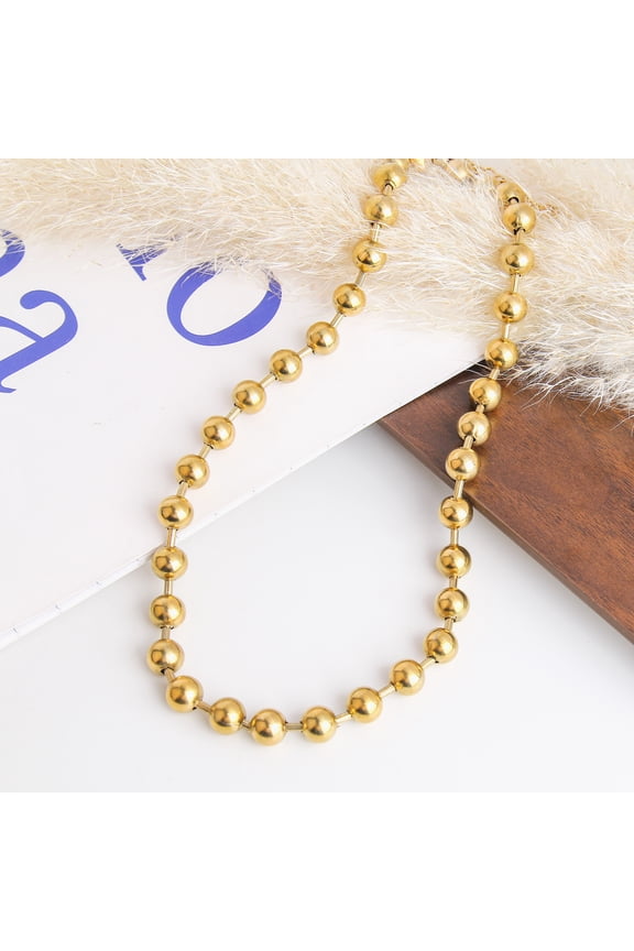 Stainless Steel Large Bead Chain Necklace for Woman Chunky Heavyweight Statement Jewelry with Modern, Edgy Style, Fashion Jewelry for Daily Wear