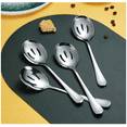 thumbnail image 1 of Stainless Steel Large Buffet Serving Spoons Silver Servings Spoons with Long Handle Large Serving Spoon for Salads, Pasta Platters,Mashed Potatoes,Buffets,and More (4Pcs Slotted Spoons), 1 of 9