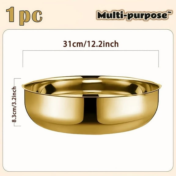 Stainless Steel Large Capacity Bowl, Suitable for Mixing Dough, Cleaning Vegetables, Stirring Salads, Easy To Clean