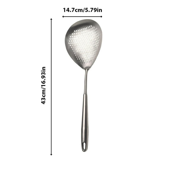 Stainless Steel Large Slotted Spoon - Stainless Steel Large Leaky Spoon – Multi-Purpose Kitchen Long Handle, Durable & Practical,Easy to Clean, High Capacity Scoop