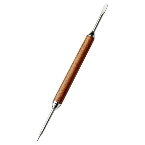 Stainless Steel Latte Art Pen With Wood Handle For Coffee Decorating, Needle And Spatula Tool For Drawing Flower Patterns On For CAPPUCCINO And Latte, 150Mm Length For BARISTA Equipment