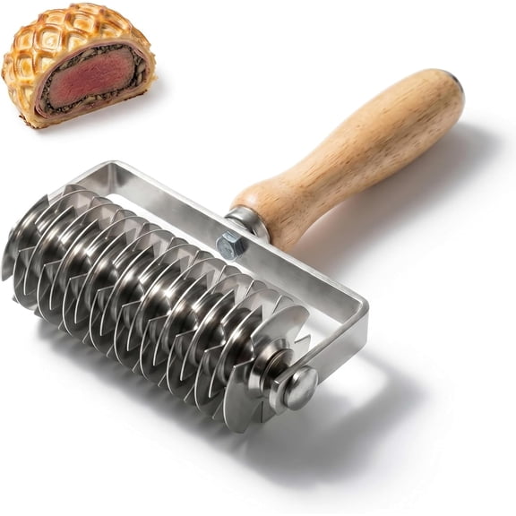 Stainless Steel Lattice Pastry Cutter, Rolling Wheel for Pie Crust & Pizza, Sharp Dough Roller for Beef Wellington, Hand Wash Recommended