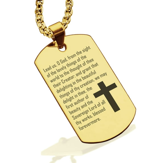 Stainless Steel Lead Us Prayer Dog Tag Pendant Necklace