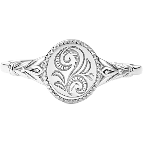 Stainless Steel Leaf Flower Signet Style Wedding Statement Promise Anniversary Engagement Ring
