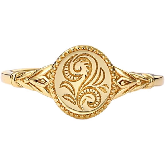 Stainless Steel Leaf Flower Signet Style Wedding Statement Promise Anniversary Engagement Ring