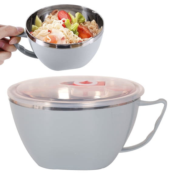 Stainless Steel Leak Proof Food Storage Container with Handle and Lid, Snack Bowl, Stainless Steel Bento Lunch Box, Soup Bowl, Noodle Pot, 1 Pcs, 5.91x3.14"