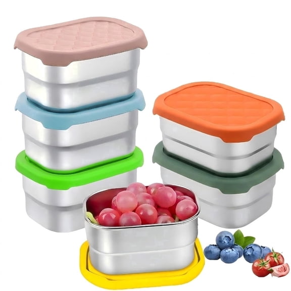 Wuxiuli Stainless Steel Leak Proof Snack Containers 8oz Small Food Storage 6-Pack