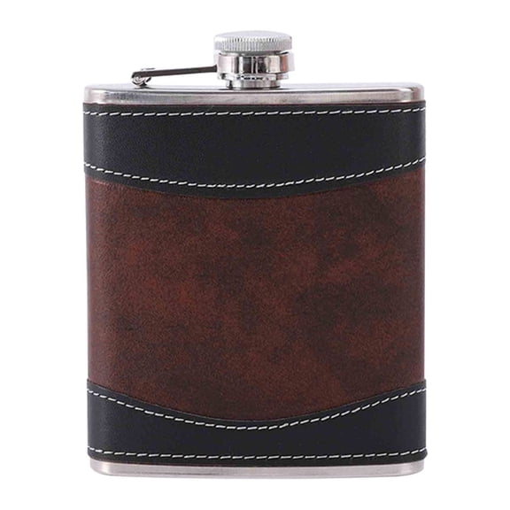 Stainless Steel & Leather Hip Flask with Funnel - 8oz Pocket-Sized Whiskey Flask for Men & Women, Leakproof Travel Flask for Wine, Vodka, Whiskey - Great Gift for Weddings, Parties