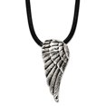 thumbnail image 1 of Stainless Steel Leather cord Fancy Lobster Closure Polished and Oxidized Wing Necklace 20 Inch 17.5mm Wide Pendant Neckl, 1 of 2