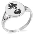 thumbnail image 1 of Tioneer Stainless Steel Legendary Blackbeard Pirate Minimalist Oval Top Polished Statement Signet Ring, 1 of 1