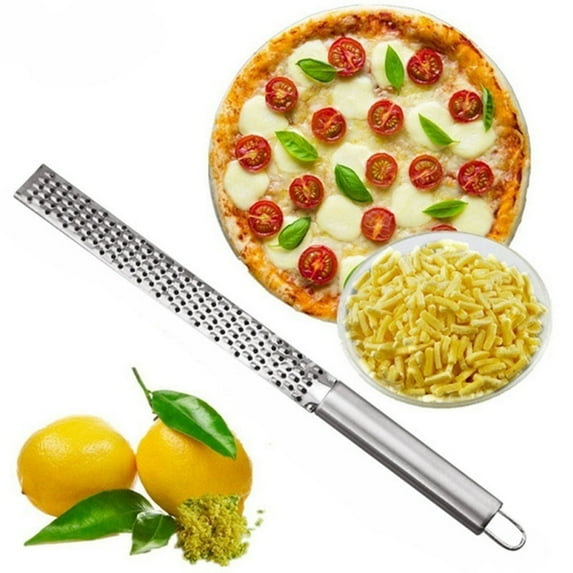 Stainless Steel Lemon Cheese Zester Grater, Multi-Function Vegetable Peeler for Radish & Potato, Sharp Kitchen Shredder Tool, Fruit & Veggie Grating Peeler, Sliver, 12.8in/32.5cm