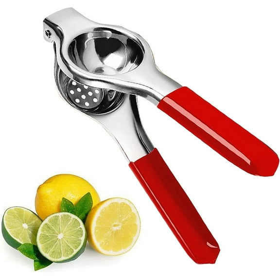 Stainless Steel Lemon Squeezer with Non-Slip Grip Juicer Hand Press Handle Press Tool Easy Kitchen Tool Heavy Duty Citrus Juicer Red