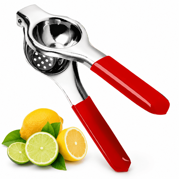 Stainless Steel Lemon Squeezer with Non-Slip Grip Juicer Hand Press Handle Press Tool Easy Kitchen Tool Heavy Duty Citrus Juicer Red