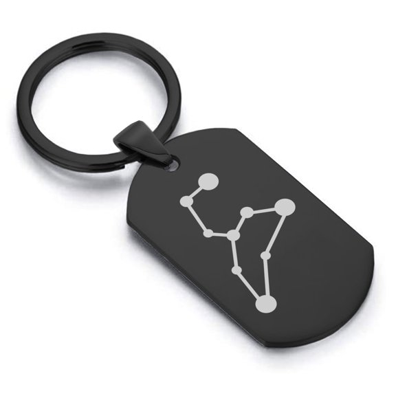 Stainless Steel Leo (Lion) Astrology Constellation Dog Tag Keychain Circle Ring