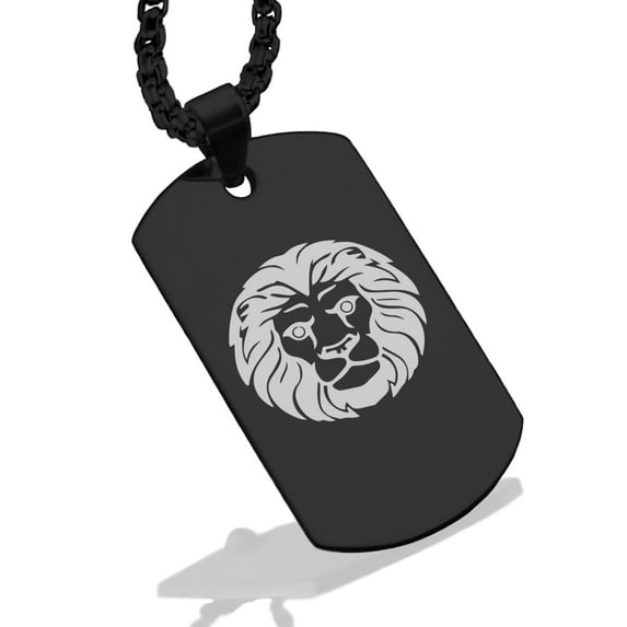 Stainless Steel Leo Zodiac (Lion) Dog Tag Pendant Necklace