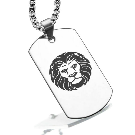Stainless Steel Leo Zodiac (Lion) Dog Tag Pendant Necklace