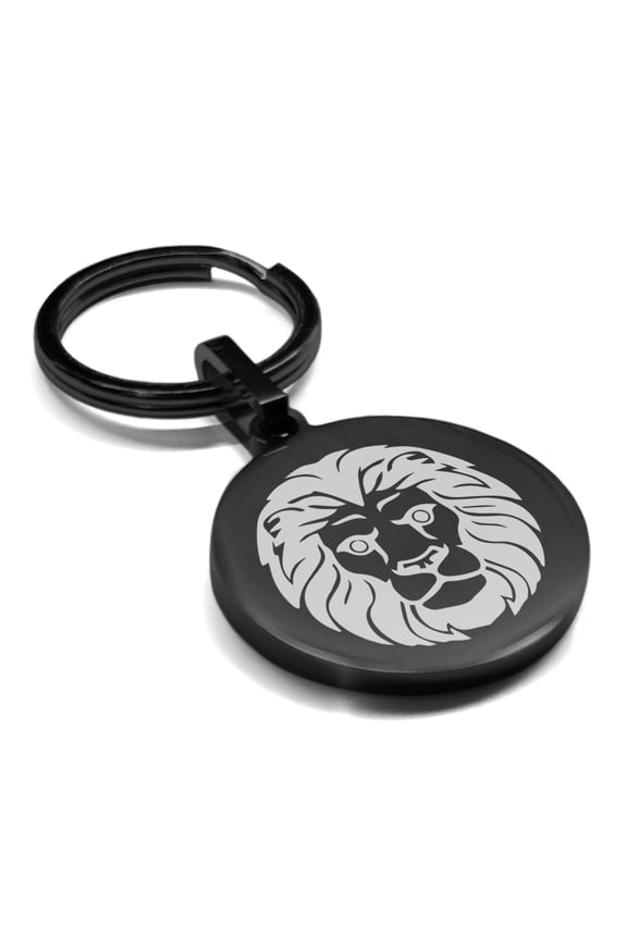 Stainless Steel Leo Zodiac (Lion) Round Medallion Keychain Circle Ring