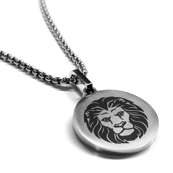 Stainless Steel Leo Zodiac (Lion) Round Medallion Pendant Necklace