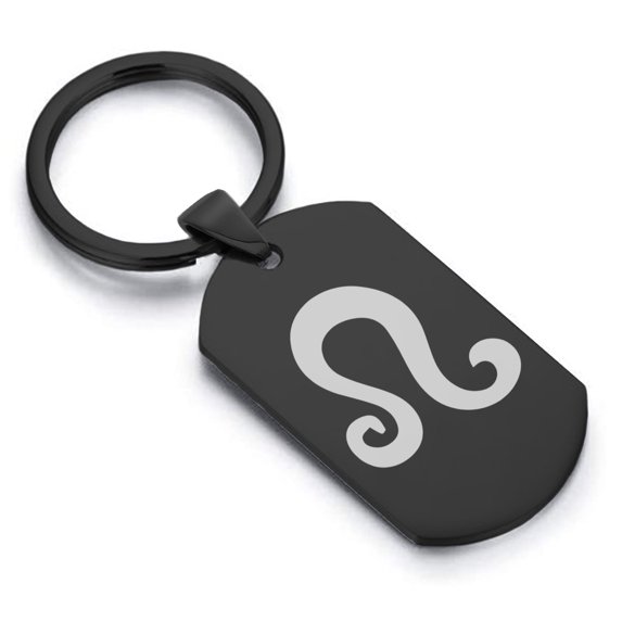 Stainless Steel Leo Zodiac Sign (Lion) Dog Tag Keychain Circle Ring