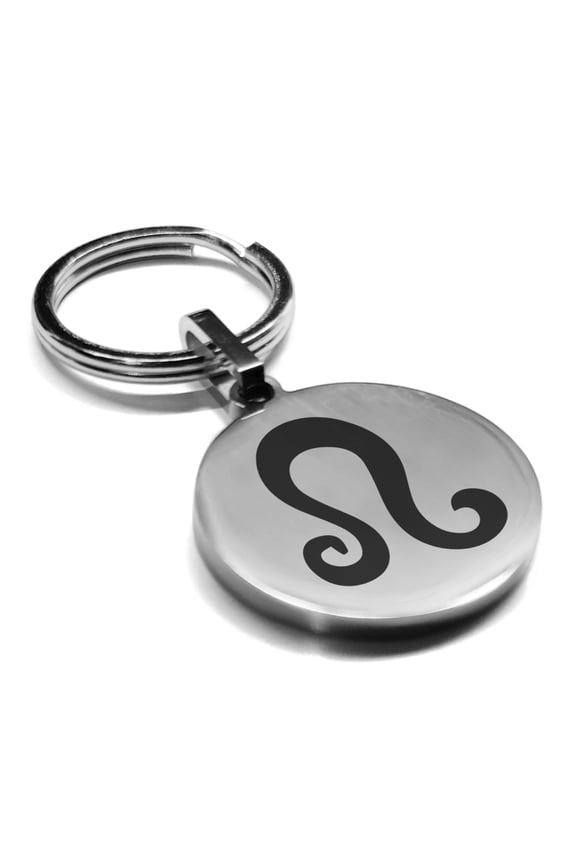 Stainless Steel Leo Zodiac Sign (Lion) Round Medallion Keychain Circle Ring