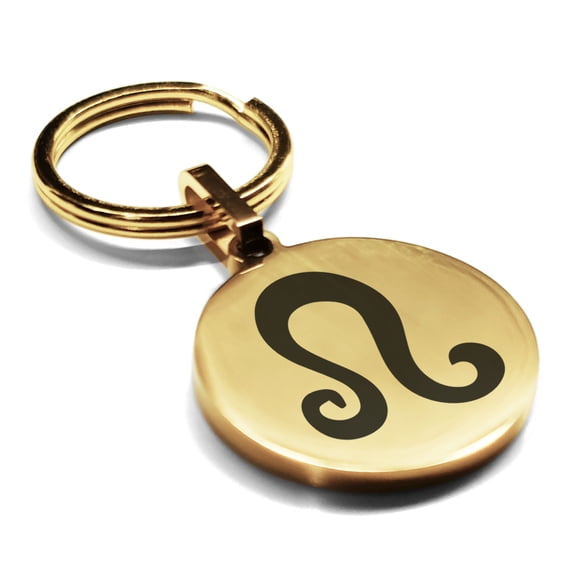 Stainless Steel Leo Zodiac Sign (Lion) Round Medallion Keychain Circle Ring