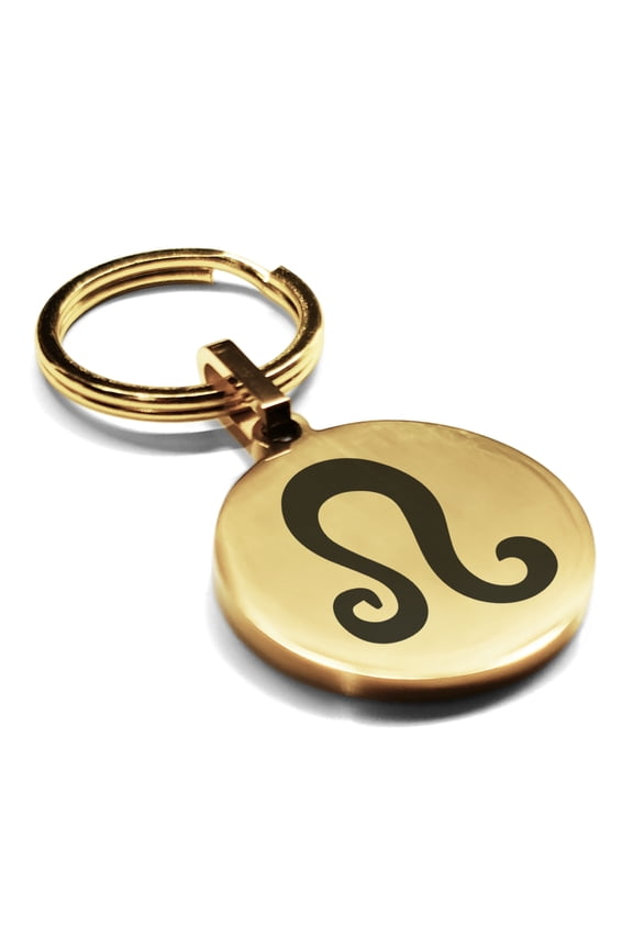 Stainless Steel Leo Zodiac Sign (Lion) Round Medallion Keychain Circle Ring