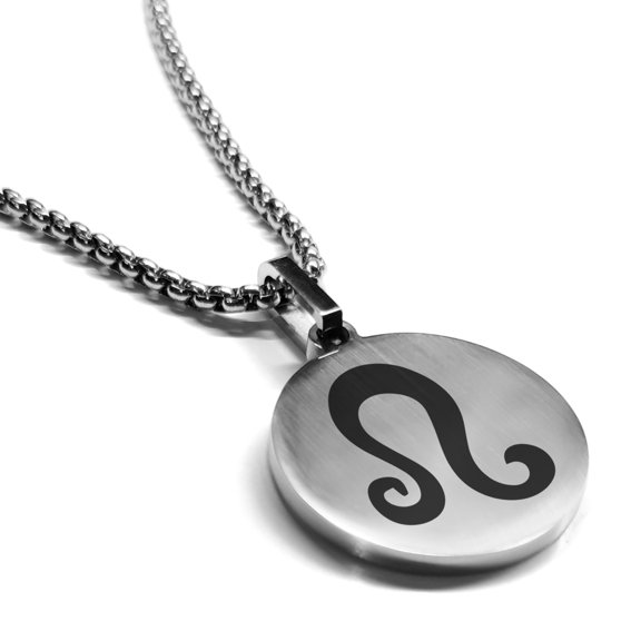 Stainless Steel Leo Zodiac Sign (Lion) Round Medallion Pendant Necklace
