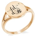 thumbnail image 1 of Stainless Steel Let it Bee Minimalist Oval Top Polished Statement Ring, 1 of 1
