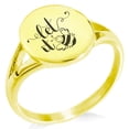 thumbnail image 1 of Tioneer Stainless Steel Let it Bee Minimalist Oval Top Polished Statement Ring, 1 of 1