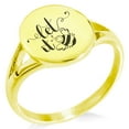 thumbnail image 1 of Stainless Steel Let it Bee Minimalist Oval Top Polished Statement Ring, 1 of 1
